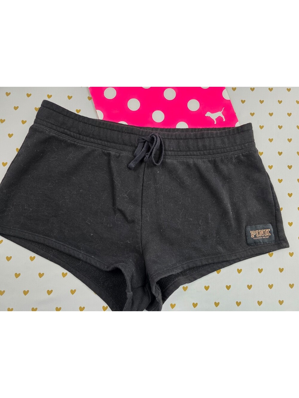 Victorias Secret PINK Bling Gold Sequined Sweat Shorts Large - Picture 2 of 5